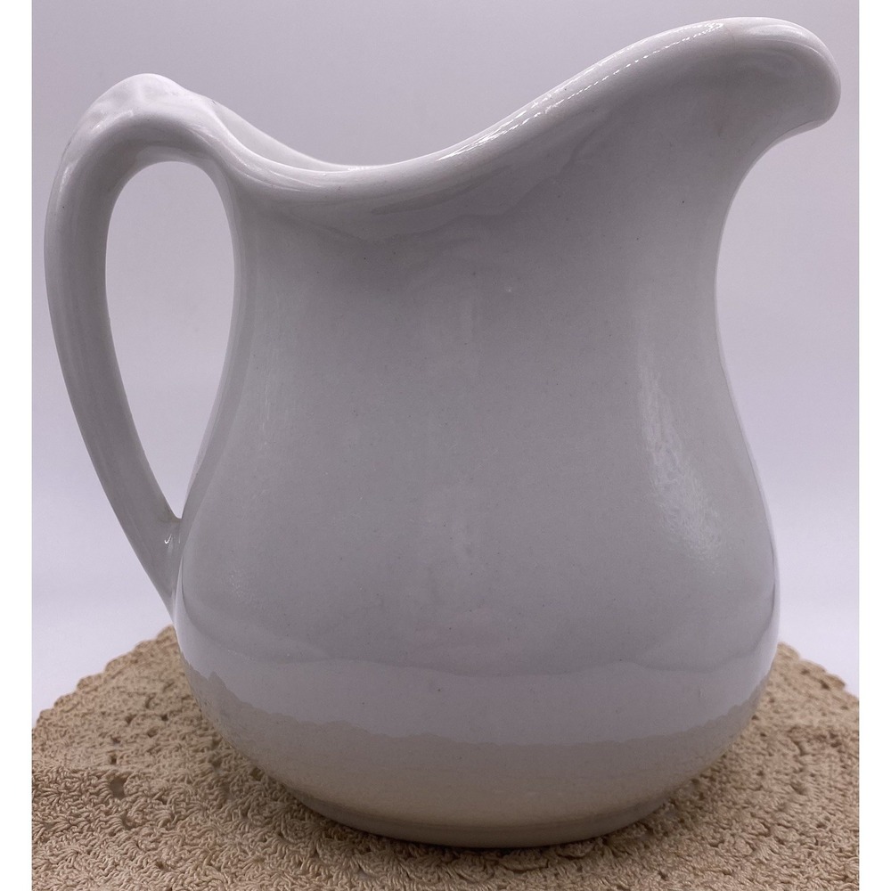 Vintage White Ceramic Cream Pitcher Milk Jug Farmhouse Creamer Country Decor